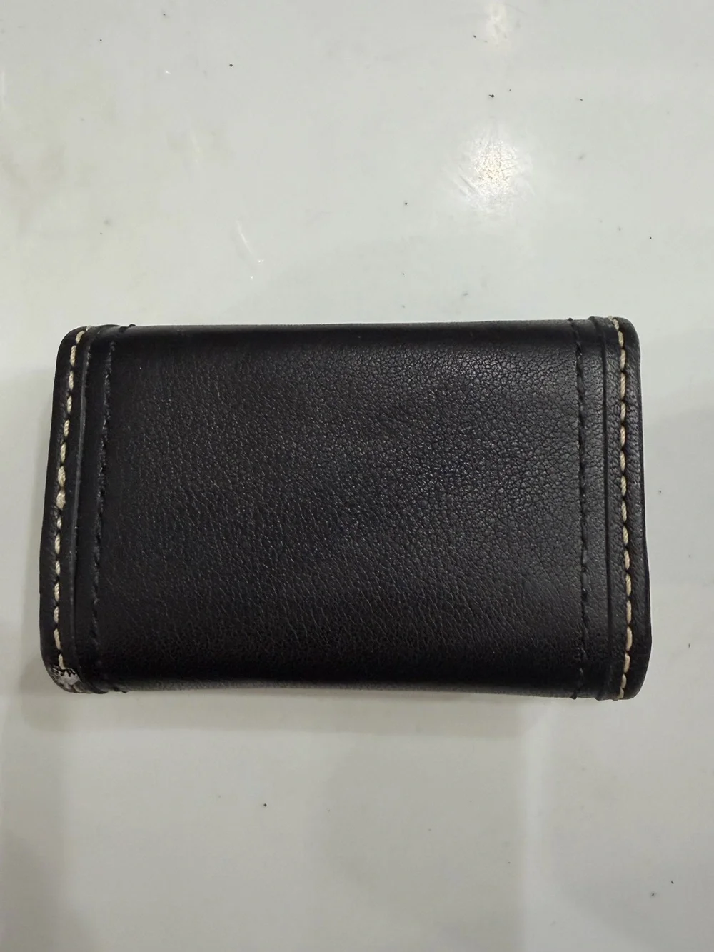 Coach Black Leather Contacts Case with Mirror